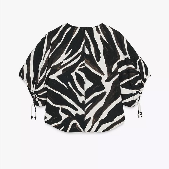 Zara Black and White Zebra Print Top Blouse - Picture 4 of 5